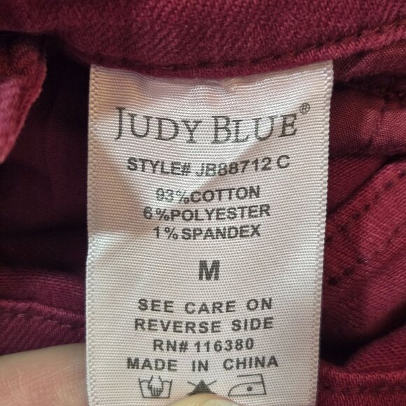 Judy Blue Garment Dyed Boyfriend Double Cuff Overalls M Maroon Streetwear NWT - Picture 13 of 15